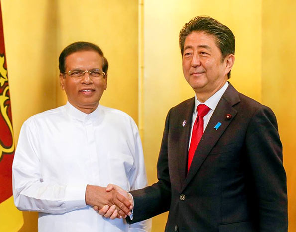 Shinzo Abe - Prime Minister of Japan and Maithripala Sirisena - President of Sri Lanka