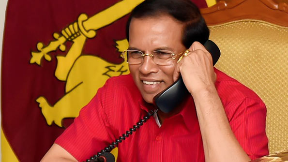 Sri Lanka President Maithripala Sirisena is on telephone conversation