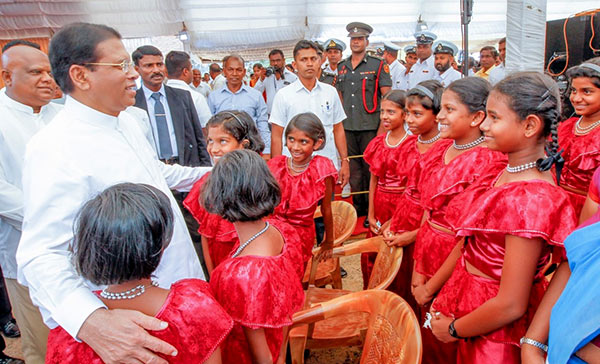 Sri Lanka President Maithripala Sirisena with children