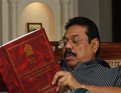 President Mahinda Rajapaksa Reads LLRC Report