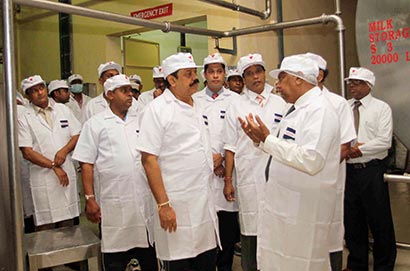 Sri Lanka president Mahinda Rajapaksa in Milko Industrial Complex in Polonnaruwa