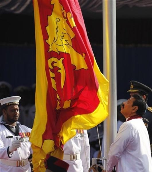 Sri Lanka President Mahinda Rajapaksa at 64th Independence Day celebrations in Anuradhapura February 4 2012