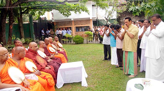 President Mahinda Rajapaksa oil anointing ceremony in Tangalle