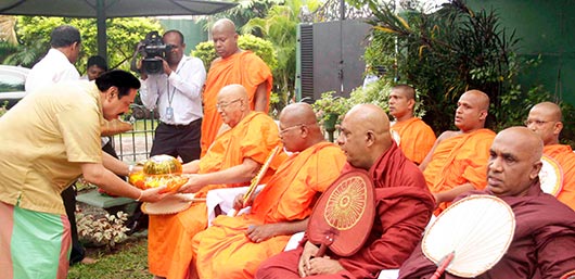 President Mahinda Rajapaksa oil anointing ceremony in Tangalle