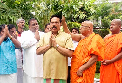 President Mahinda Rajapaksa oil anointing ceremony in Tangalle