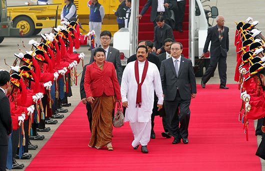 President Rajapaksa arrives South Korea