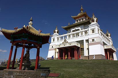 Kalmykia state is a Buddhist area in Russia where Vesak Has been declared a public holiday.This is Golden Temple in Elista city there