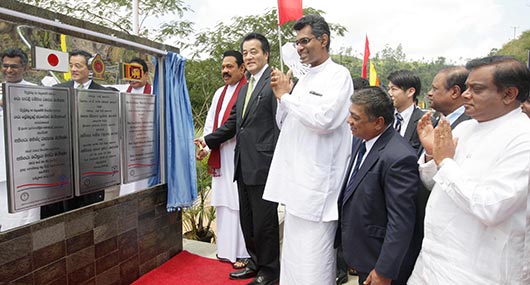 Sluice gates of the Upper Kotmale Hydro Power Project declared open by Sri Lanka President Mahinda Rajapaksa