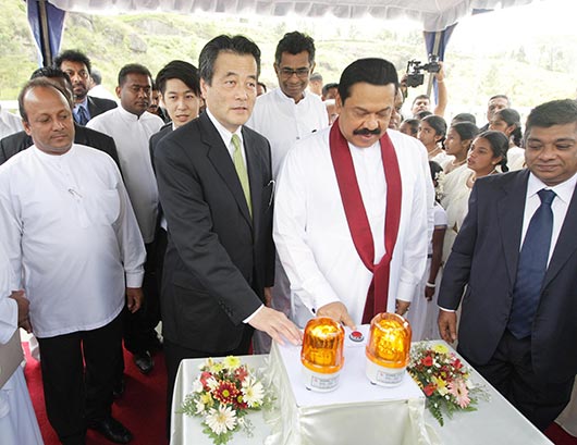 Sluice gates of the Upper Kotmale Hydro Power Project declared open by Sri Lanka President Mahinda Rajapaksa