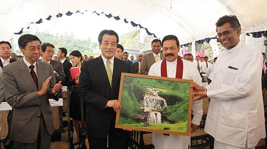 Sluice gates of the Upper Kotmale Hydro Power Project declared open by Sri Lanka President Mahinda Rajapaksa