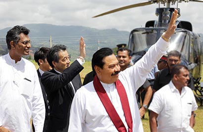 Sluice gates of the Upper Kotmale Hydro Power Project declared open by Sri Lanka President Mahinda Rajapaksa