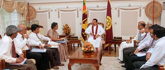 14th Population and Housing Census handed over to President Mahinda Rajapaksa by Superintendent of Census and Director General of Census and Statistics, Mrs Suranjana Vidyaratne at Temple Trees