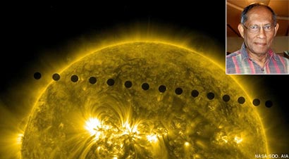 Venus transit compilation image of venus going between earth and sun Chandra Wickramasinghe