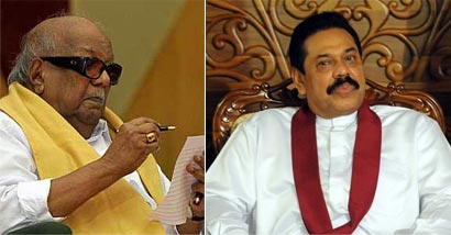 Karunanidhi and President Mahinda Rajapaksa