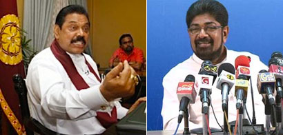 President Mahinda Rajapaksa and Media Minister Keheliya