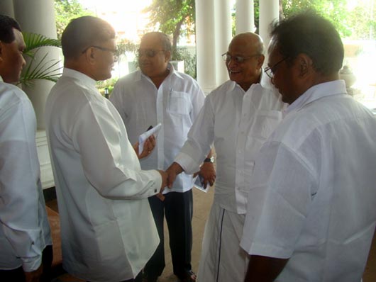 Rajya Sabha MPs Hon. B.S. Gnanadesikan and Hon. T.K. Rangarajan being Received by the Deputy High Commissioner