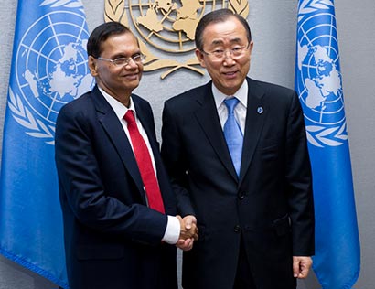 Prof. G.L.Peiris with Mr. Ban Ki Moon