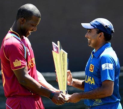 Sri Lankan captain Mahela Jayawardene and his West Indies counterpart Darren Sammy