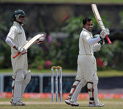 Mushfiqur Rahim celebrates after scoring a double century, Sri Lanka v Bangladesh