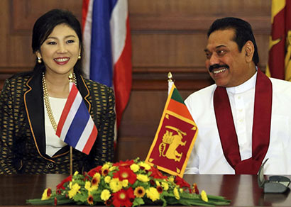 The Prime Minister of Thailand Yingluck Shinawatra met President Mahinda Rajapaksa