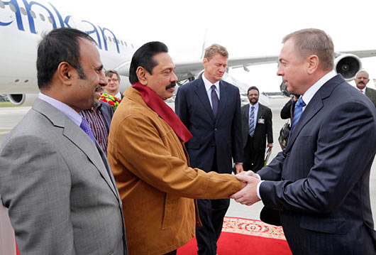 Sri Lanka President Mahinda Rajapaksa arrives in Belarus