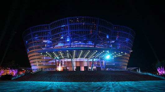 President Rajapaksa Inspects CHOGM Preparations at Nelum Pokuna Theatre