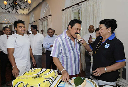 Sri Lankan President Mahinda Rajapaksa celebrates his 68th birthday