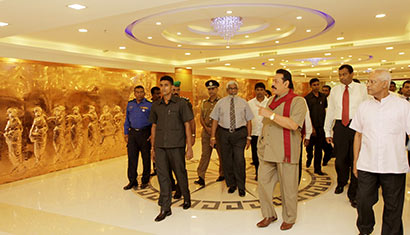 President Rajapaksa Inspects CHOGM Preparations at Nelum Pokuna Theatre