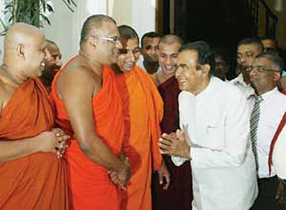 Sri Lanka Prime Minister D.M.Jayaratne with Bodu Bala Sena