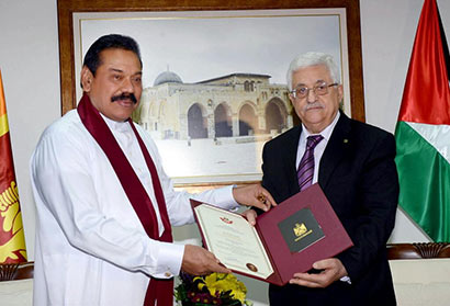 President Rajapaksa Conferred with the “Star of Palestine”