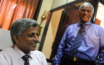 Sri Lanka Cricket President Upali Dharmadasa with Secretary Nishantha Ranatunga