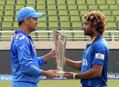 Mahendra Singh Dhoni and Lasith Malinga with twenty 20 world cup