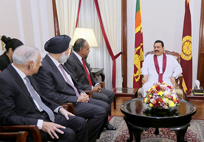 Singapore Minister for Foreign Affairs and Minister for Law, Mr. K. Shanmugam, during a meeting with President Mahinda Rajapaksa