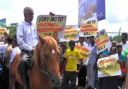 Sri Lanka opposition protest to block Packer's casino plans