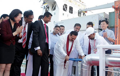 President Mahinda Rajapaksa opened the Fuel Bunkering Terminal and Storage Facility at the Magam Ruhunupura Mahinda Rajapaksa Port (MRMRP)