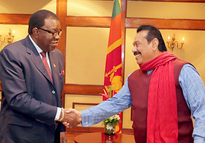 Sri Lanka President Mahinda Rajapaksa meets Namibian Prime Minister Hage Geingob