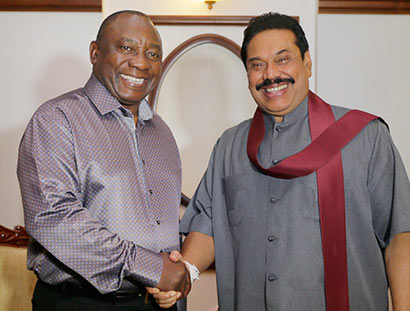 Cyril Ramaphosa and President Mahinda Rajapaksa