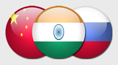 China India Russia Flags