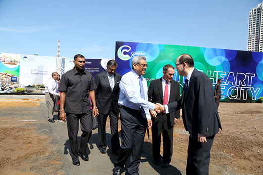 Secretary Defence and Urban Development Mr. Gotabaya Rajapaksa Lays foundation stone for Colombo City Center