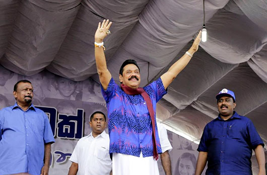 President Mahinda Rajapaksa, addressing a massive election rally in Anuradhapura