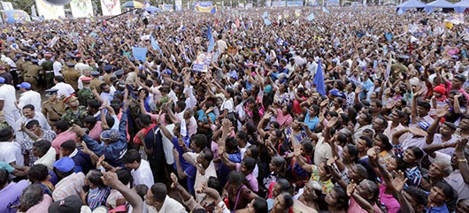 President Mahinda Rajapaksa, addressing a massive election rally in Anuradhapura