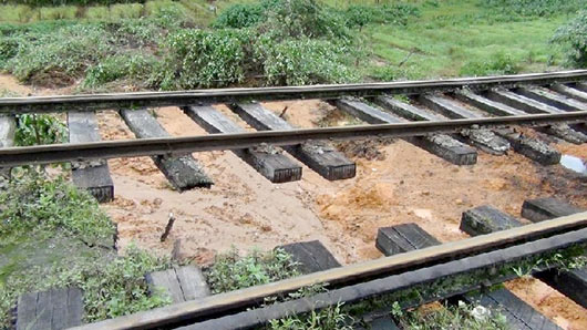 Up country railway line damaged in Sri Lanka