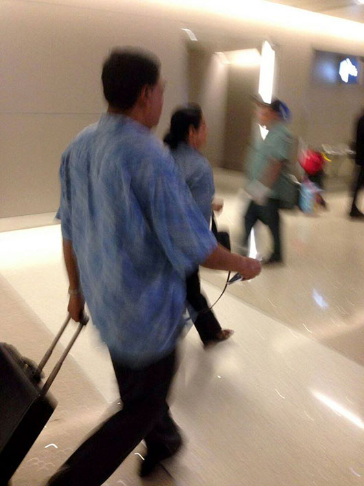 Basil Rajapaksa and his his wife Pushpa Rajapaksa arriving in the US