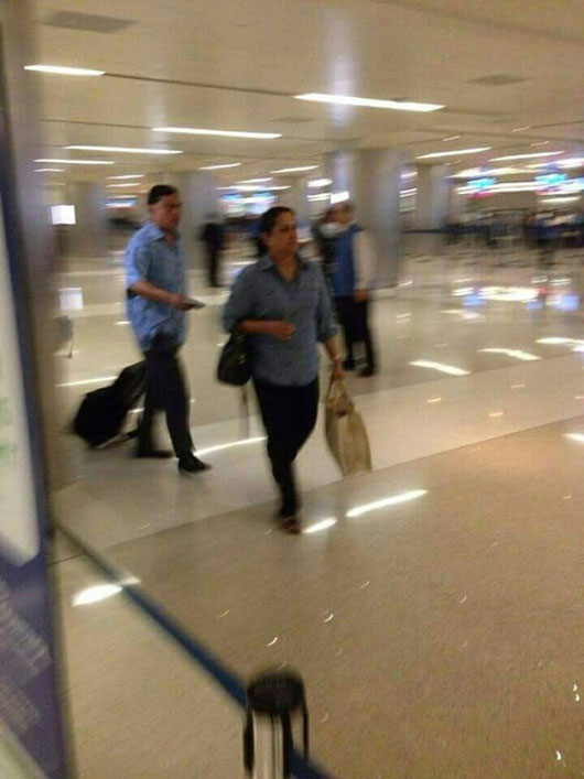 Basil Rajapaksa and his his wife Pushpa Rajapaksa arriving in the US