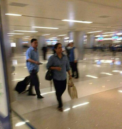 Basil Rajapaksa and his his wife Pushpa Rajapaksa arriving in the US