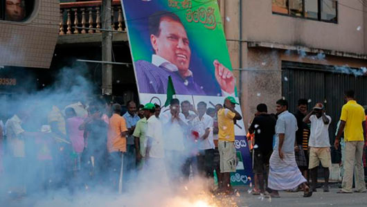 Supporters of Maithripala Sirisena