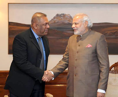 Sri Lankan Foreign Minister Mangala Samaraweera met Prime Minister Narendra Modi