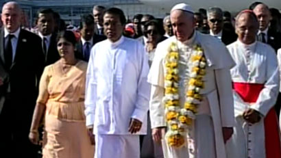 Pope Francis arrives in Sri Lanka