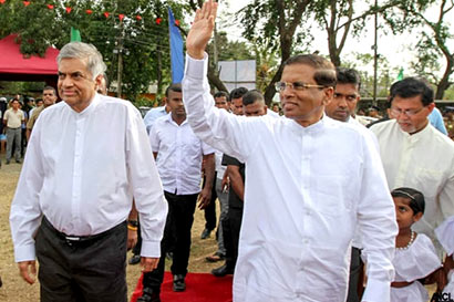 Sri Lanka President Maithripala Sirisena and Prime Minister Ranil Wickremasinghe