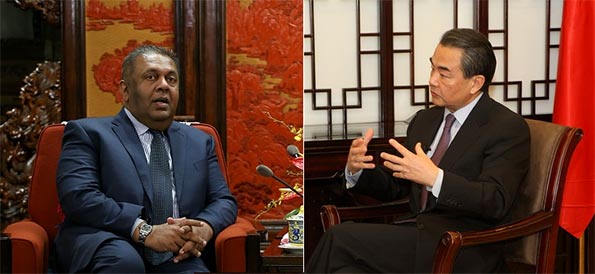 Mangala Samaraweera and Wang Yi